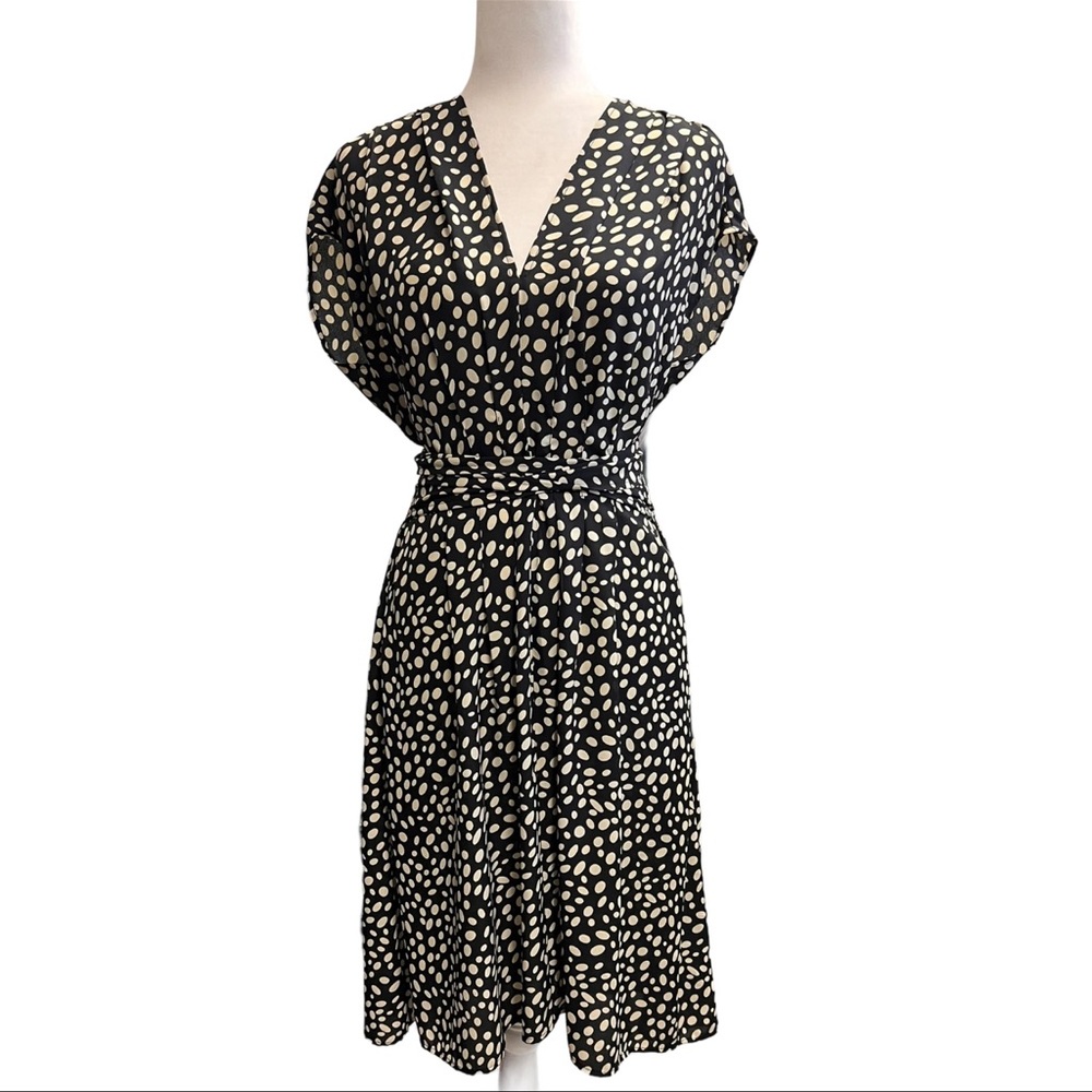 Max Studio Black Polka Dot Medi Dress Small